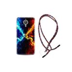 kilifland General Mobile Gm5 Plus Uyumlu ile Uyumlu Kılıf Rasta Ipli Boyun Askılı Desenli Silikon Red Blue Leon 1714