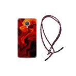 kilifland General Mobile Gm5 Plus Uyumlu ile Uyumlu Kılıf Rasta Ipli Boyun Askılı Desenli Silikon Red Orange Zigzag 1695