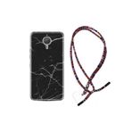 kilifland General Mobile Gm5 Plus Uyumlu ile Uyumlu Kılıf Rasta Ipli Boyun Askılı Desenli Silikon Siyah Mermer 1299