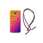 kilifland General Mobile Gm5 Plus Uyumlu ile Uyumlu Kılıf Rasta Ipli Boyun Askılı Desenli Silikon Üçgenler 1635