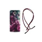 kilifland General Mobile Gm5 PlusUyumlu ile Uyumlu Kılıf Rasta Ipli Boyun Askılı Desenli Silikon Pink Green Cloud 1306