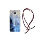 kilifland General Mobile Gm5 uyumlu Plus ile Uyumlu Kılıf Rasta Ipli Boyun Askılı Desenli Silikon Blue Moon 1308