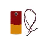 kilifland General Mobile Gm5 Uyumlu Plus ile Uyumlu Kılıf Rasta Ipli Boyun Askılı Desenli Silikon Sarı Kırmızı Boya 1708