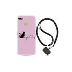 kilifland General Mobile Gm8 Go ile Uyumlu Kılıf Desenli Silikon Boyun Askılı Pink Cat Heart 1303