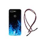kilifland General Mobile Gm9 Pro Uyumlu ile Uyumlu Kılıf Rasta Ipli Boyun Askılı Desenli Silikon Blue Fire 1678
