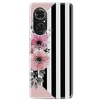 Kılıfland Huawei Honor 50 ile Uyumlu Kılıf, Silikon, Çiçek Desenli, Pembe-Siyah-Beyaz
