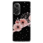 Kılıfland Huawei Honor 50 ile Uyumlu Kılıf, Silikon, Çiçek Desenli, Siyah