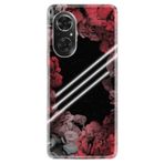 Kılıfland Huawei Honor 50 ile Uyumlu Silikon Kılıf, Çiçek Desen, Siyah