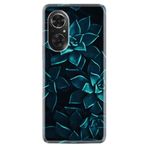 Kılıfland Huawei Honor 50 ile Uyumlu Silikon Kılıf, Mistik Çiçekler Desen, Siyah-Turkuaz