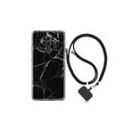 kilifland Huawei Mate 10 Pro ile Uyumlu Kılıf Desenli Silikon Boyun Askılı Fragile Black Mermer 1378