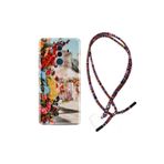 Kılıfland Huawei Mate 10 Pro ile Uyumlu Kılıf, Rasta Desenli, Boyun Askılı, Silikon, Gerçek Çiçekler, Çok Renkli
