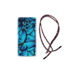 Kılıfland Huawei Mate 10 Pro ile Uyumlu Kılıf, Rasta Desenli, İpli Boyun Askılı, Silikon, Mavi