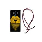 kilifland Huawei Mate 10 Pro ile Uyumlu Kılıf Rasta Ipli Boyun Askılı Desenli Silikon Ay Ve Flamingo 1775
