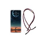 kilifland Huawei Mate 10 Pro ile Uyumlu Kılıf Rasta Ipli Boyun Askılı Desenli Silikon Ay Ve Kız 1720