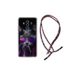 kilifland Huawei Mate 10 Pro ile Uyumlu Kılıf Rasta Ipli Boyun Askılı Desenli Silikon Carisma Cat 1607