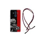 kilifland Huawei Mate 10 Pro ile Uyumlu Kılıf Rasta Ipli Boyun Askılı Desenli Silikon Çılgın Kedi 1674