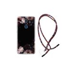 kilifland Huawei Mate 10 Pro ile Uyumlu Kılıf Rasta Ipli Boyun Askılı Desenli Silikon Dark Flowers 1906