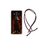 kilifland Huawei Mate 10 Pro ile Uyumlu Kılıf Rasta Ipli Boyun Askılı Desenli Silikon Fire Wolf 1602