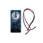 kilifland Huawei Mate 10 Pro ile Uyumlu Kılıf Rasta Ipli Boyun Askılı Desenli Silikon Moon Wolf 1820