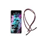 kilifland Huawei Mate 10 Pro ile Uyumlu Kılıf Rasta Ipli Boyun Askılı Desenli Silikon Pink Blue Leon 1603