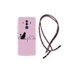 kilifland Huawei Mate 10 Pro ile Uyumlu Kılıf Rasta Ipli Boyun Askılı Desenli Silikon Pink Cat Heart 1303