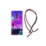 kilifland Huawei Mate 10 Pro ile Uyumlu Kılıf Rasta Ipli Boyun Askılı Desenli Silikon Purple Way 1843
