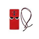 kilifland Huawei Mate 10 Pro ile Uyumlu Kılıf Rasta Ipli Boyun Askılı Desenli Silikon Red 1829