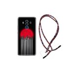 kilifland Huawei Mate 10 Pro ile Uyumlu Kılıf Rasta Ipli Boyun Askılı Desenli Silikon Red City 1707