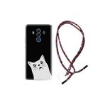 kilifland Huawei Mate 10 Pro ile Uyumlu Kılıf Rasta Ipli Boyun Askılı Desenli Silikon Şaşkın Kedi 1900