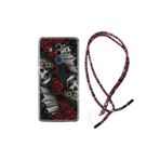 kilifland Huawei Mate 10 Pro ile Uyumlu Kılıf Rasta Ipli Boyun Askılı Desenli Silikon Skull Rose 1673