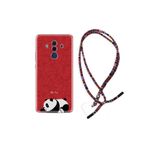 kilifland Huawei Mate 10 Pro ile Uyumlu Kılıf Rasta Ipli Boyun Askılı Desenli Silikon Sleeping Panda 1810