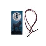 kilifland Huawei Mate 10 Pro ile Uyumlu Kılıf Rasta Ipli Boyun Askılı Desenli Silikon Wolf Moon 1857