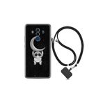 kilifland Huawei Mate 10 Pro ile Uyumlu Kılıf Resimli Desenli Silikon Boyun Askılı Panda Moon 18mate10pro