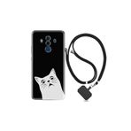 kilifland Huawei Mate 10 Pro ile Uyumlu Kılıf Resimli Desenli Silikon Boyun Askılı Şaşkın Kedi 1900