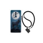 kilifland Huawei Mate 10 Pro ile Uyumlu Kılıf Resimli Desenli Silikon Boyun Askılı Wolf Moon 1857