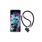 kilifland Huawei Mate 10 Pro ile Uyumlu Kılıf Silikon Desen Boyun Askılı Pink Blue Leon 1603