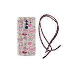 Kılıfland Huawei Mate 10 Pro ile Uyumlu Rasta İpli Boyun Askılı Desenli Silikon Kılıf, Donut Flamingo, Renk105