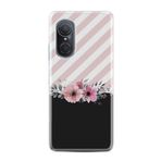 Kılıfland Huawei Nova 9 SE ile Uyumlu Silikon Kılıf, Çiçek Desenli, Pembe-Siyah