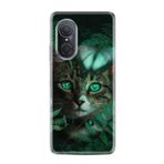 Kılıfland Huawei Nova 9 SE ile Uyumlu Silikon Kılıf, Resimli Desenli Baskılı, Kedi Yeşil Gözler