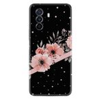 Kılıfland Huawei Nova Y70 ile Uyumlu Silikon Kılıf, Çiçek Desenli, Siyah, Baskılı