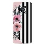 Kılıfland Huawei Nova Y90 ile Uyumlu Silikon Kılıf, Çiçek Desenli, Pembe-Siyah-Beyaz