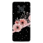 Kılıfland Huawei Nova Y90 ile Uyumlu Silikon Kılıf, Çiçek Desenli, Siyah, Baskılı