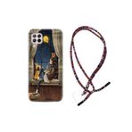 kilifland Huawei P40 Lite ile Uyumlu Kılıf Rasta Ipli Boyun Askılı Desenli Silikon Ananas Camera Glass 1358 Uyumlu