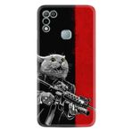 Kılıfland Infinix Hot 11 Play ile Uyumlu Silikon Kılıf, Çılgın Kedi Tasarımı, Siyah-Kırmızı