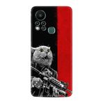 Kılıfland Infinix Hot 11s ile Uyumlu Silikon Kılıf, Çılgın Kedi Deseni, Siyah-Kırmızı