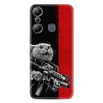 Kılıfland Infinix Hot 20i ile Uyumlu Silikon Kılıf, Çılgın Kedi Deseni, Siyah-Kırmızı