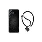 Kılıfland Infinix Hot 30i ile Uyumlu Kılıf, Desenli, İpli Boyun Askılı, Silikon, Dikenli Tel, Siyah