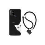 kilifland Infinix Hot 8 ile Uyumlu Kılıf Resimli Desenli Silikon Boyun Askılı Çılgın Kedi 1895