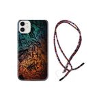 kilifland Iphone 12 Mini Uyumlu ile Uyumlu Kılıf Rasta Ipli Boyun Askılı Desenli Silikon Işaretler Tuval 1716