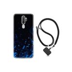 Kılıfland Oppo A5 2020 ile Uyumlu Silikon Kılıf, İpli Boyun Askılı, Desenli Blue Fire